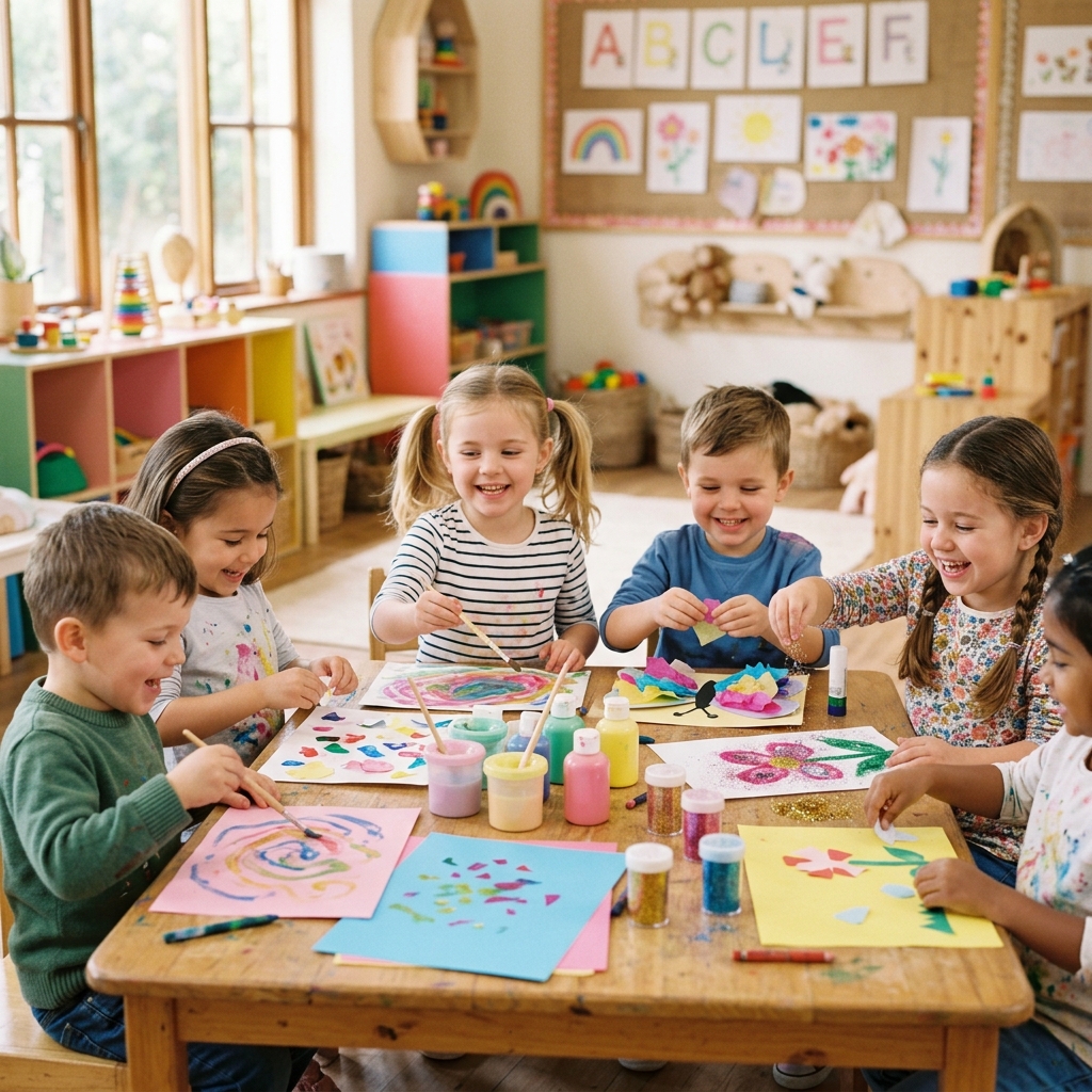Children doing art and craft at Angel Dale